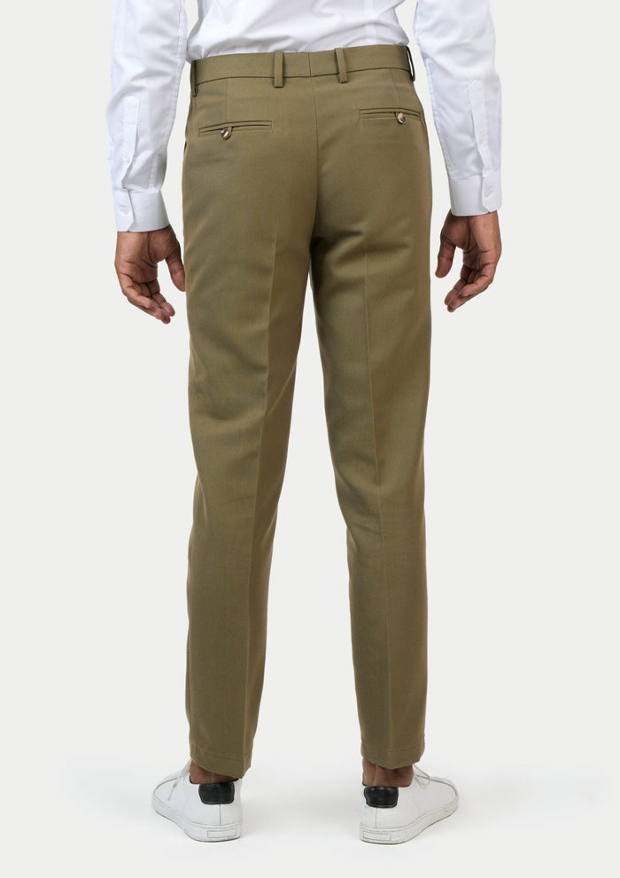 British Khaki Cotton Chino Pants - SARTORO
