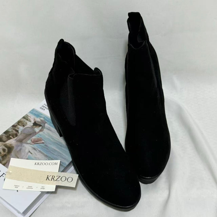British-Style Platform Round-Toe Ankle Boots