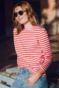 Brunswick Jersey Top (Red, Off White/Pink Highlight)