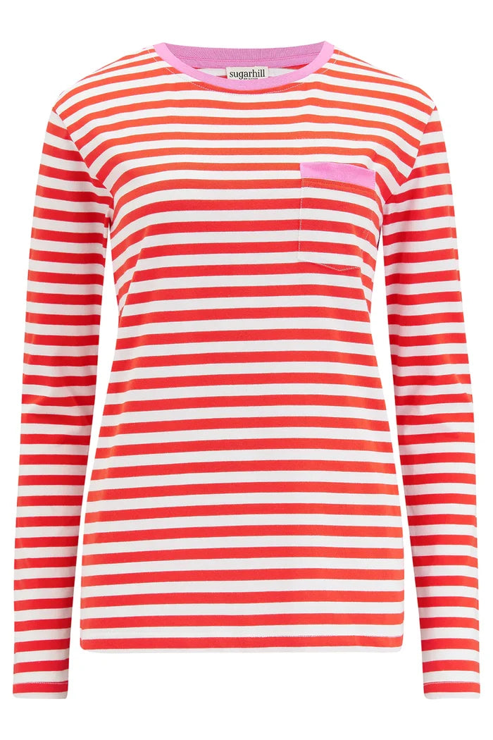 Brunswick Jersey Top (Red, Off White/Pink Highlight)