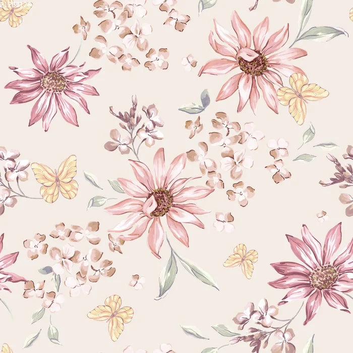 Butterflies & Flowers Rose - Family Fabrics B.V.