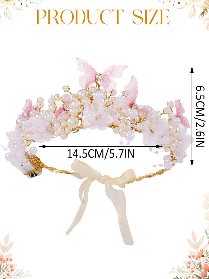 Butterfly Pearl Flower Luminous Crown