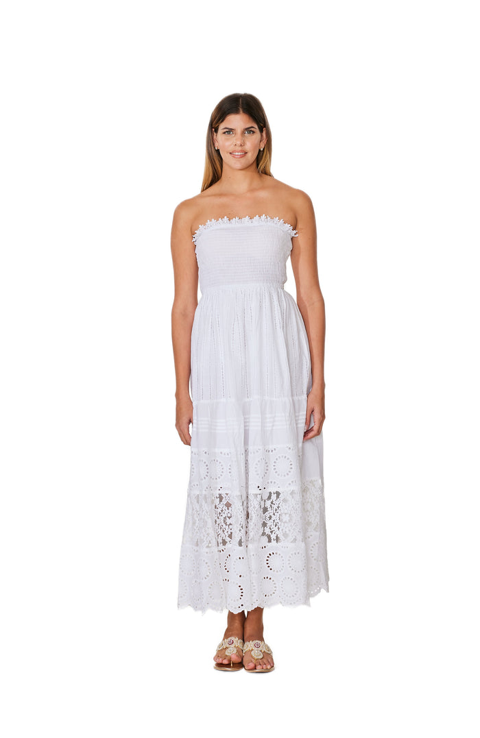 C-1951 White Strapless  Long Dress