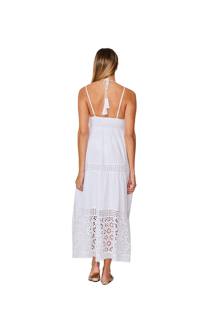 C-2100 Eyelet Cotton White Dress.
