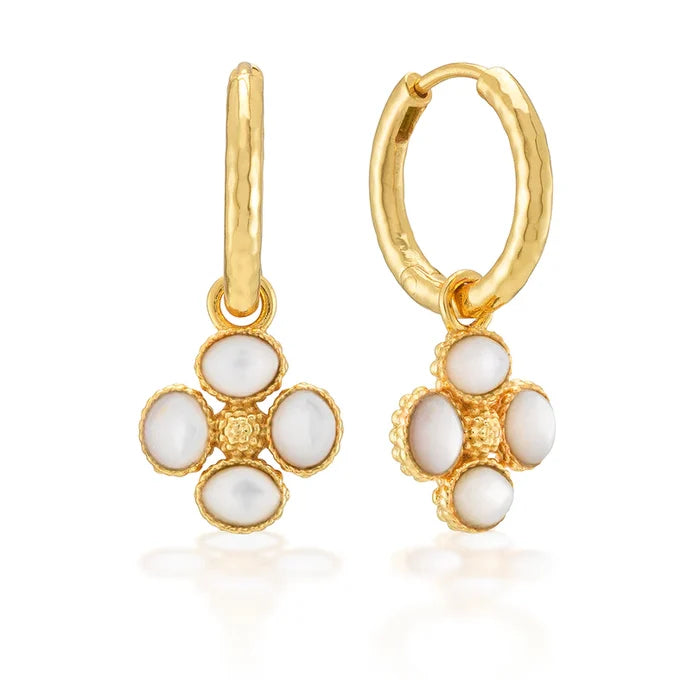Capucine De Wulf Clover Hoop Earrings with Double Sided Charm - MOP