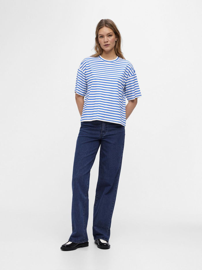 CARLIE OVERSIZE T-SHIRT (CLOUD DANCER/PALACE BLUE)