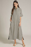 Carry On Your Way Gingham Maxi Dress in Black