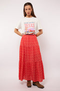 Cassidy Elasticated Waist Maxi Skirt (Sunkissed Coral/ Terra)