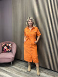 CENNY DENIM SHIRT DRESS (ORANGE)
