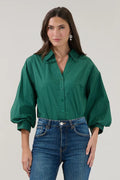 Chalet Button Down Top in Emerald