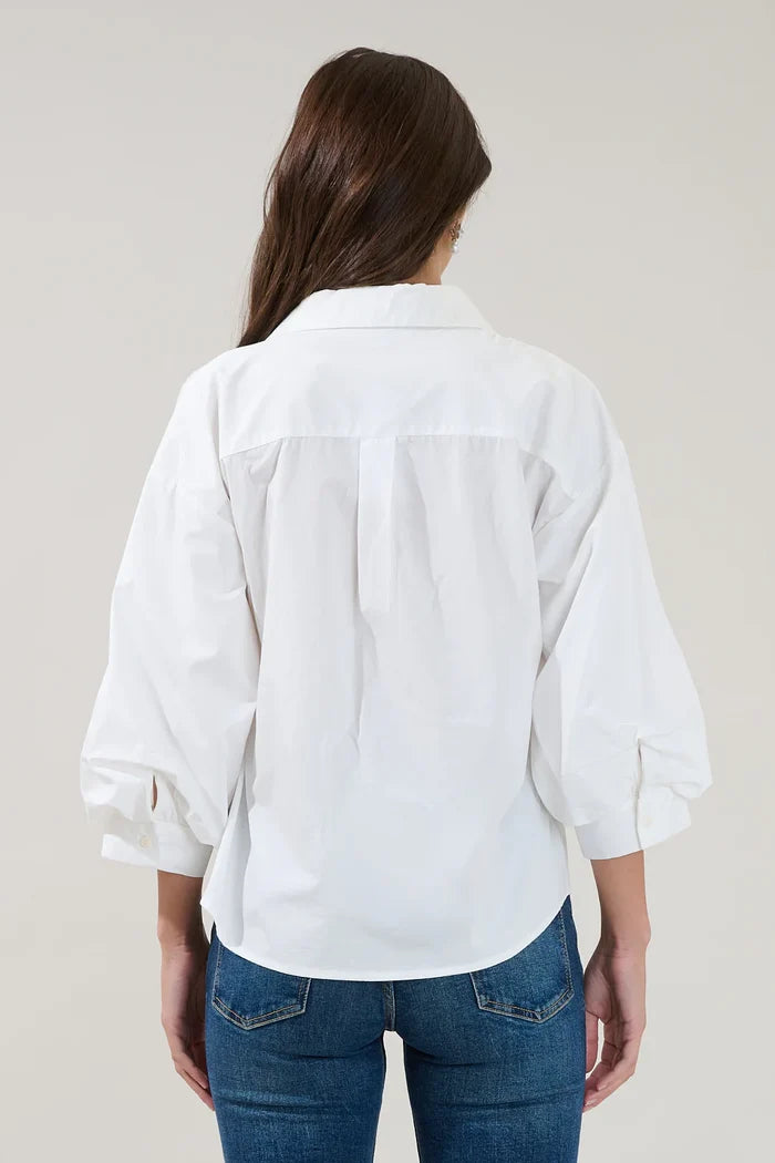 Chalet Button Down Top in White