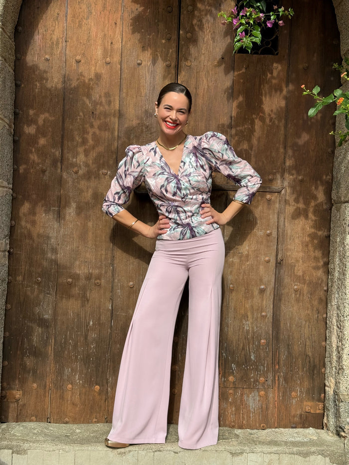 Charlotte Faux Wrap top (Pink)