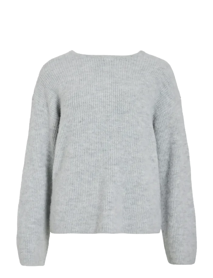 Charlotte Knit Bow Top (Light Grey Melange)