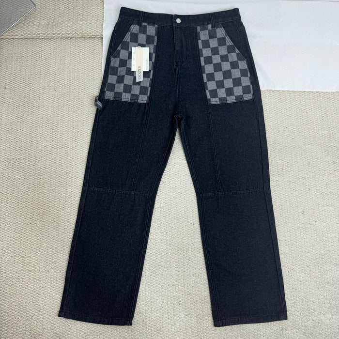 Checkered Patchwork Pocket Pants