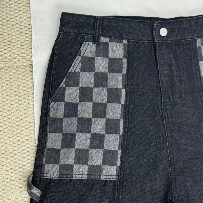Checkered Patchwork Pocket Pants