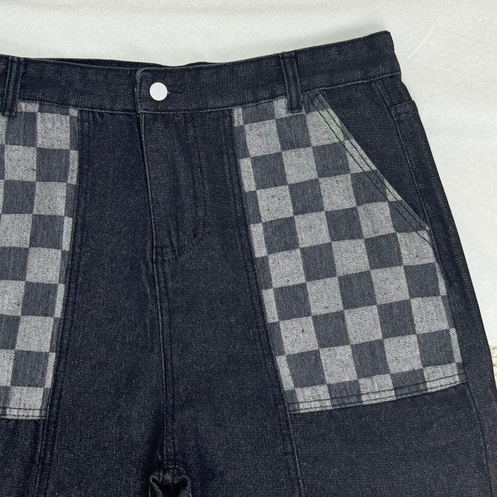 Checkered Patchwork Pocket Pants