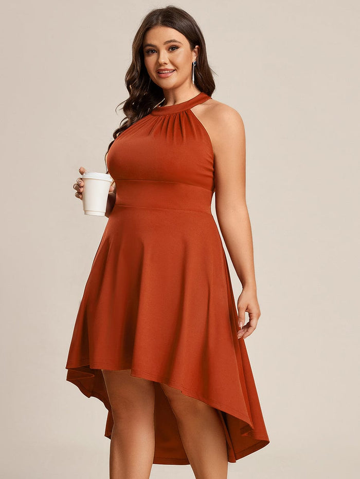 Chic Halterneck Knee-Length Wedding Guest Dress