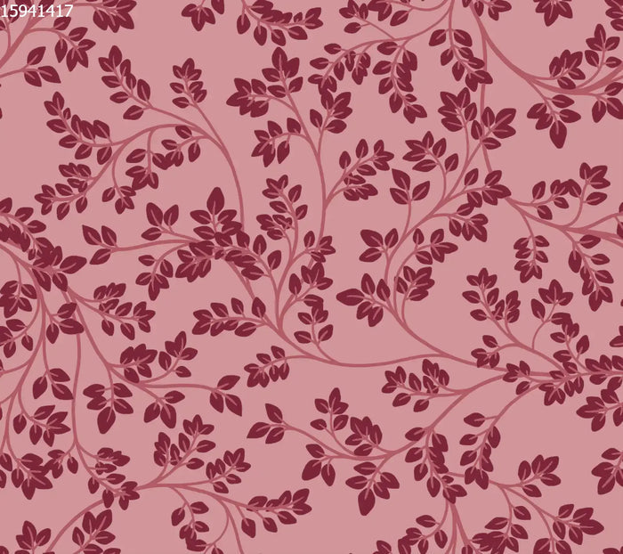 Chintz Leaves Pink Plum - Family Fabrics B.V.