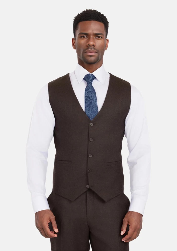 Chocolate Brown Flannel Vest - SARTORO