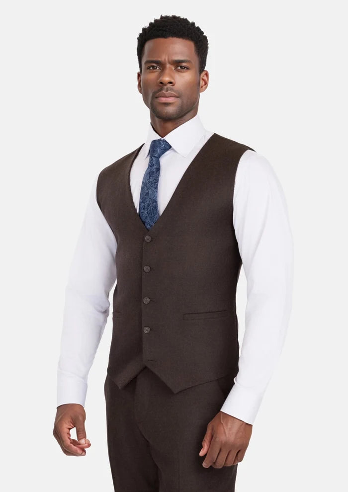 Chocolate Brown Flannel Vest - SARTORO