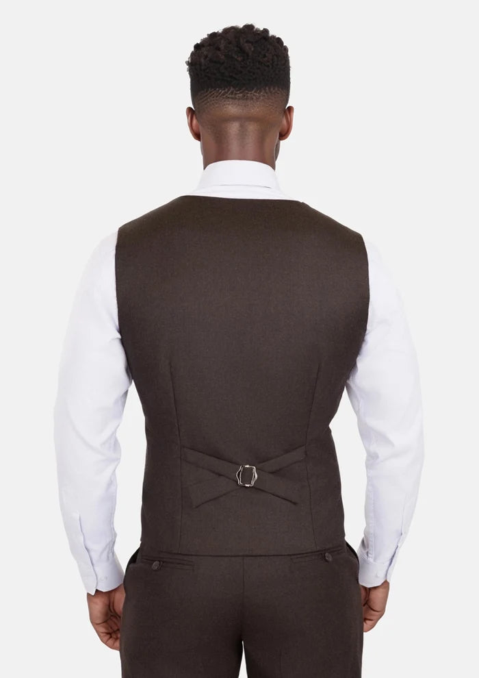 Chocolate Brown Flannel Vest - SARTORO