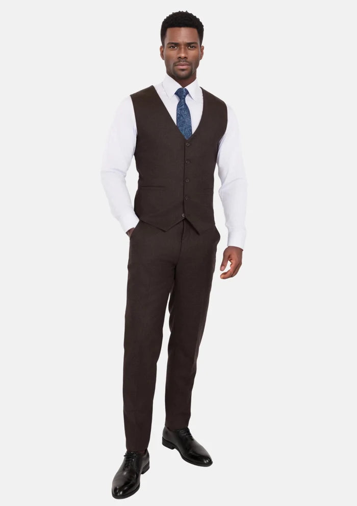 Chocolate Brown Flannel Vest - SARTORO
