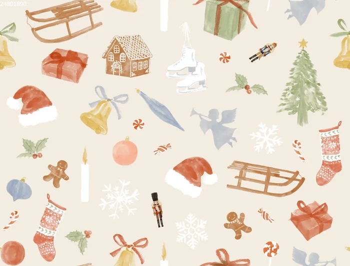 Christmas Elements Sand - Family Fabrics B.V.