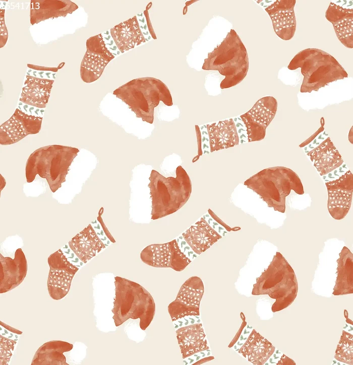 Christmas Hats & Stockings Off White - Family Fabrics B.V.