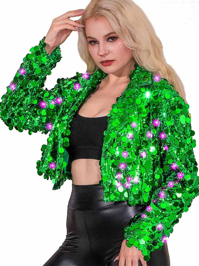 Christmas LED Green Sequin Jacket