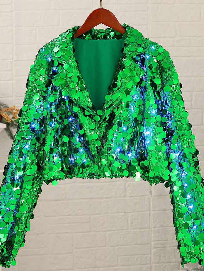 Christmas LED Green Sequin Jacket