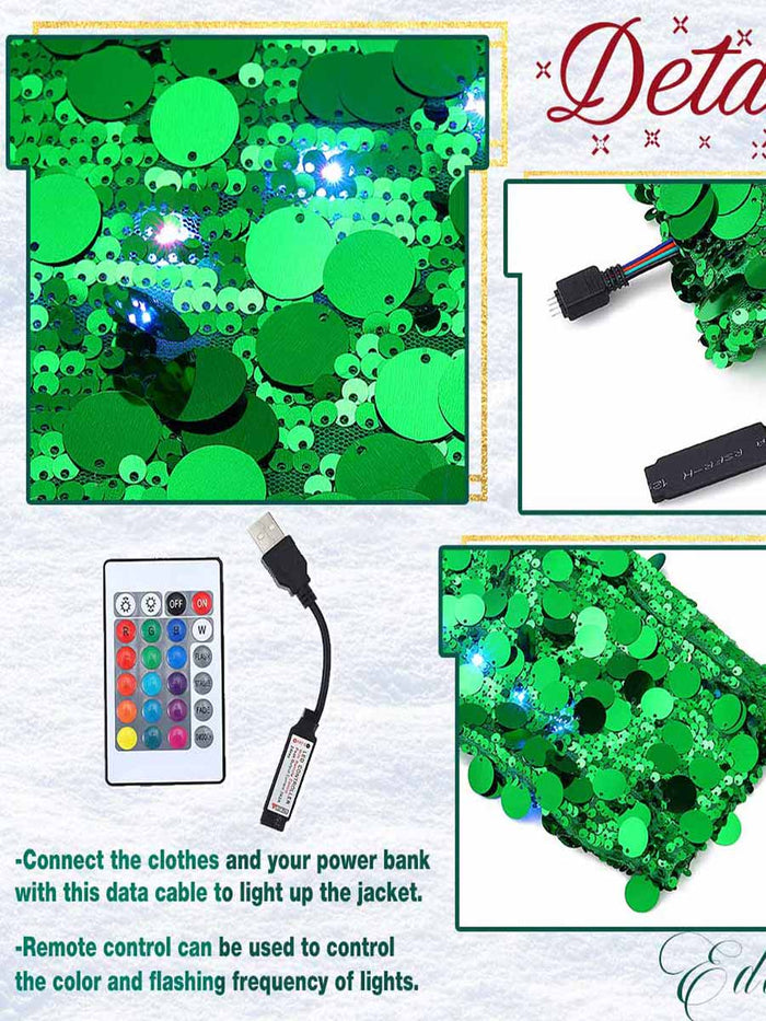 Christmas LED Green Sequin Jacket