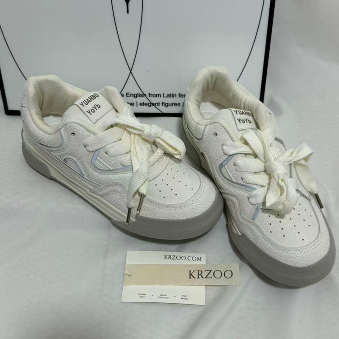 Chunky-Sole White Casual Sneakers