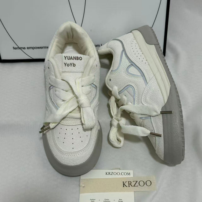 Chunky-Sole White Casual Sneakers