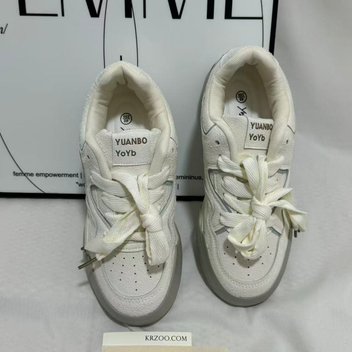 Chunky-Sole White Casual Sneakers