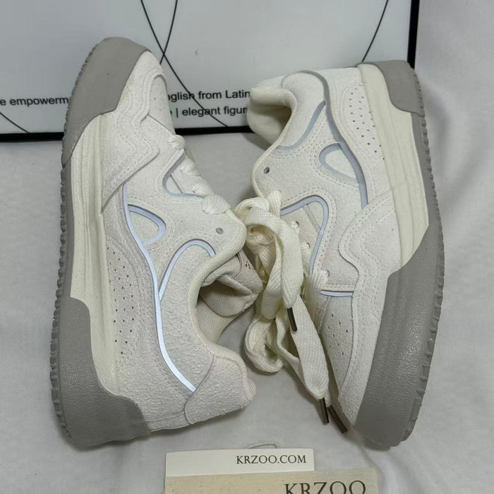 Chunky-Sole White Casual Sneakers