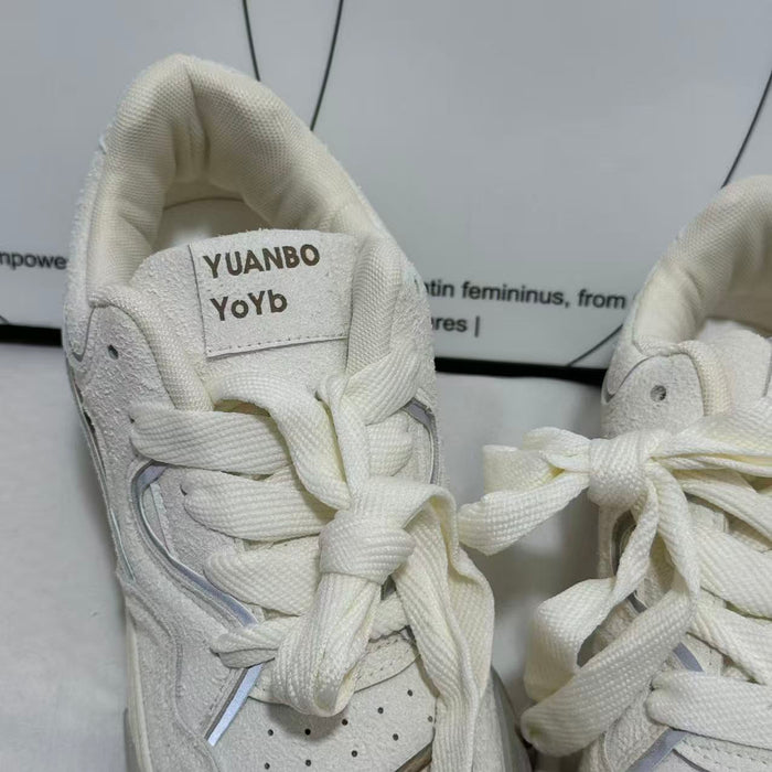 Chunky-Sole White Casual Sneakers