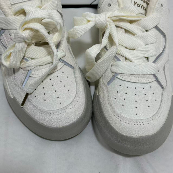 Chunky-Sole White Casual Sneakers