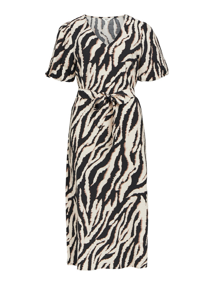 CIANNA V-NECK DRESS (SANDSHELL/BLACK)