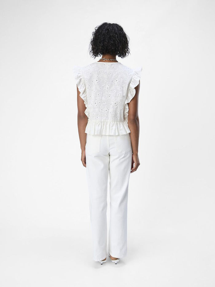 Cilla Sleeveless Ruffle Top (Cloud Dancer)