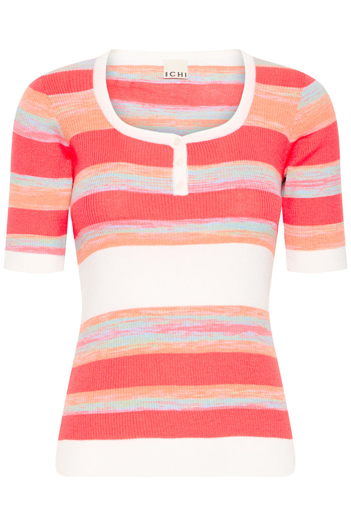 Claire Knit Button Top (Multicolour/Stripe)