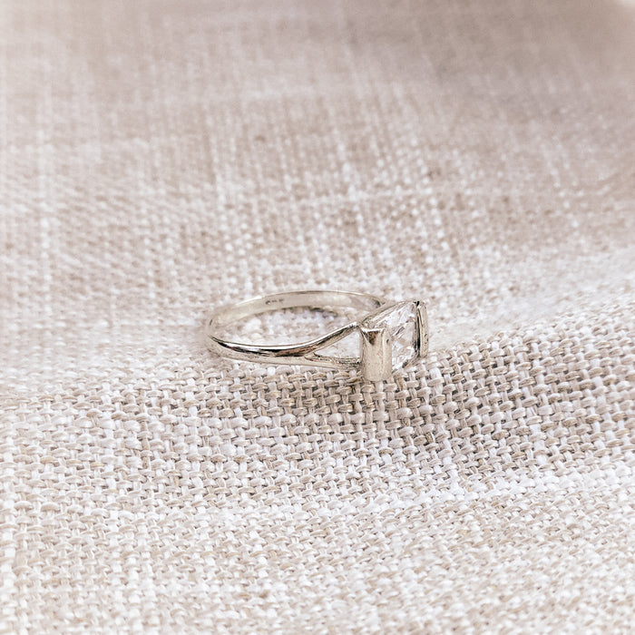 Clear Quartz Baguette Ring