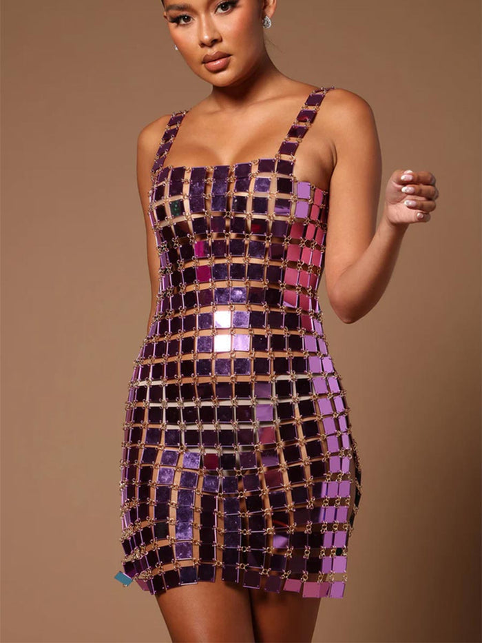 Club Style Acrylic Sequin Casual Dress