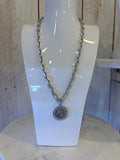 Coin Pendant Silver Necklace in Diamond