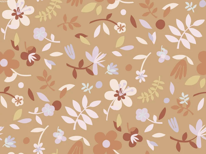 Collage Flower Light Brown Big - Family Fabrics B.V.