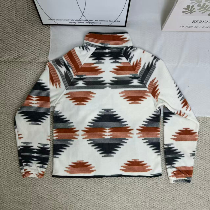 Color-Blocked Lapel Plush Jacket