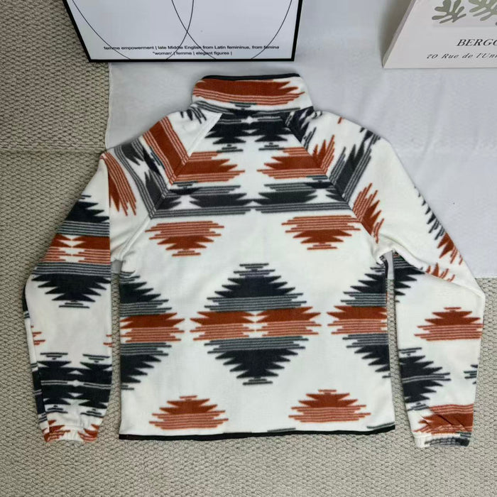 Color-Blocked Lapel Plush Jacket