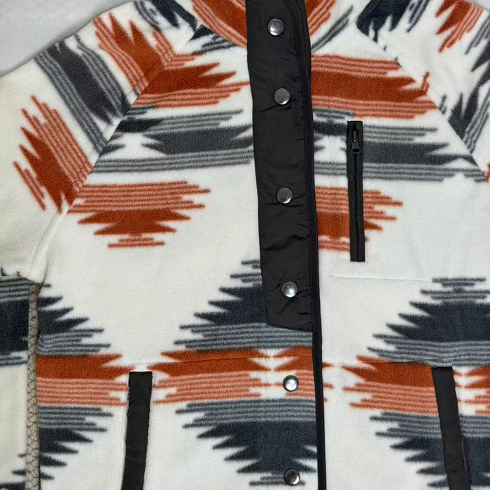 Color-Blocked Lapel Plush Jacket