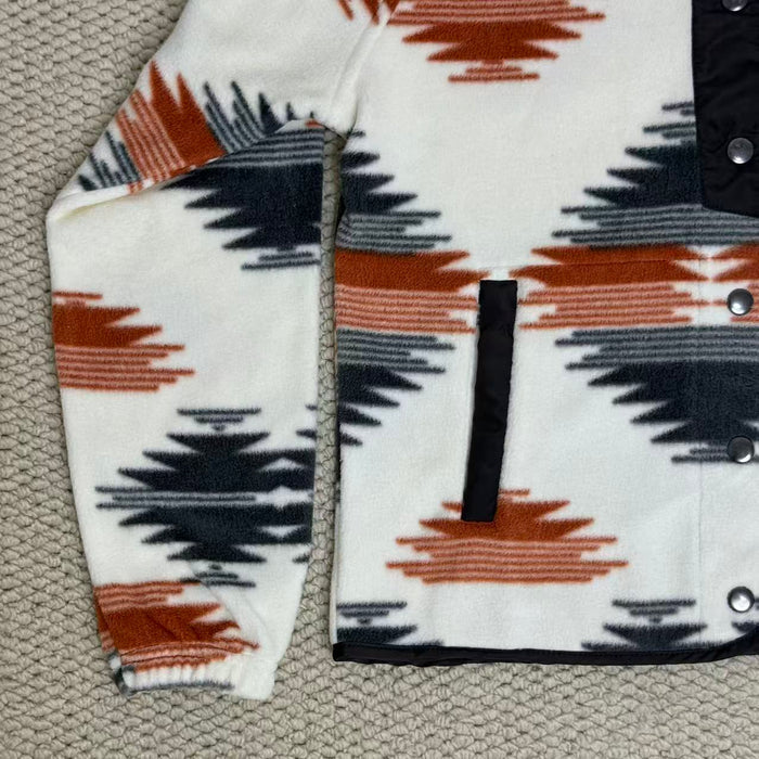 Color-Blocked Lapel Plush Jacket