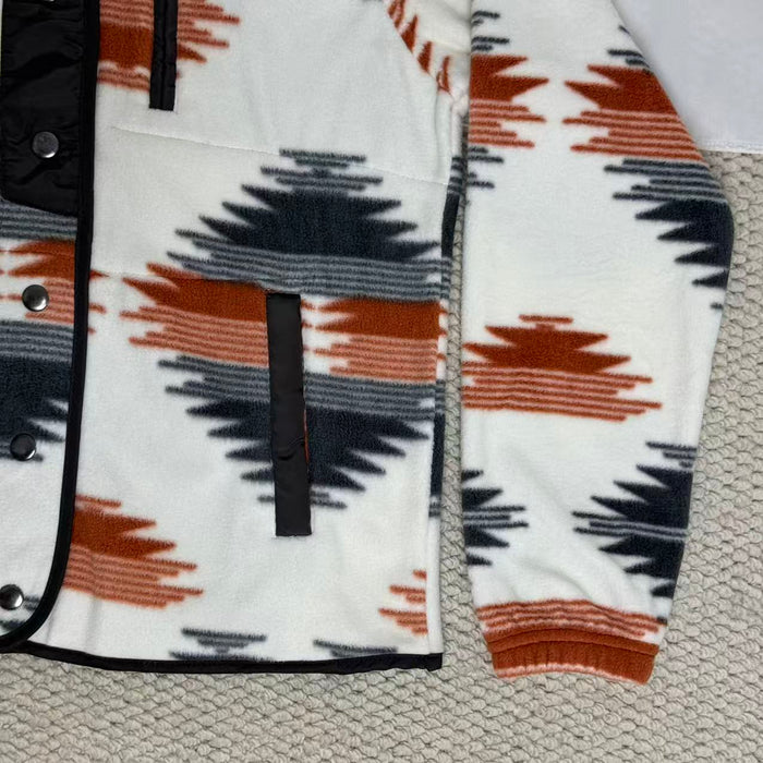 Color-Blocked Lapel Plush Jacket