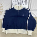 Color-Blocked Stand-Up Collar Sweater